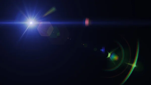 Abstrakt der Beleuchtung digitaler Linsenblitz vor dunklem Hintergrund — Stockfoto