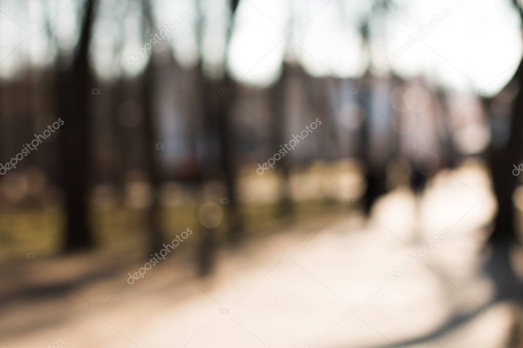 The background of the city is out of focus