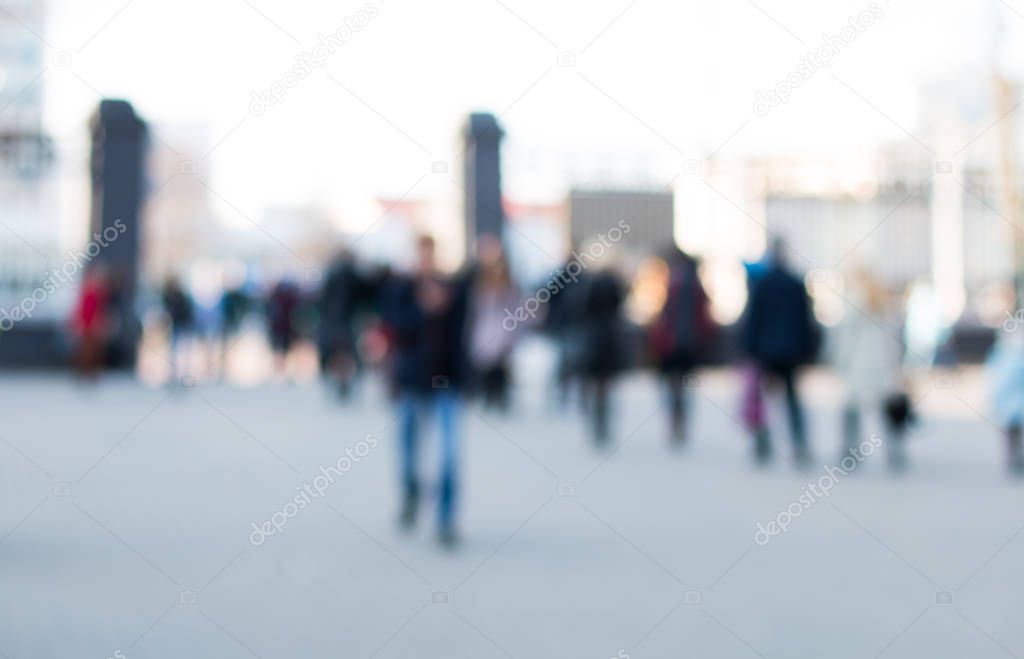 The background of the city is out of focus