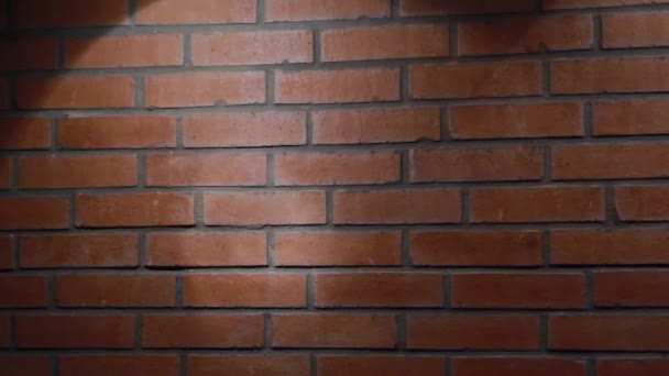 The incandescent lamp shines on a brick wall, the texture of a brick. — Stock Video