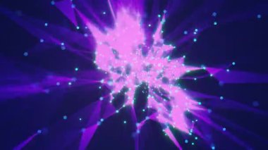 Arka plan geometrik çizgiler ve noktalar hareketli. Döngüsel animasyon.