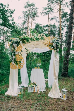 Rustik düğün fotoğraf bölge. El yapımı düğün süslemeleri içerir