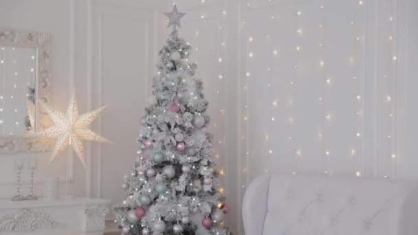 Beautiful Christmas decor in the studio. New Year 2020. — Stock Video