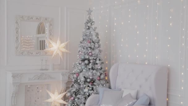 Hermosa decoración de Navidad en el estudio. Año Nuevo 2020 . — Vídeo de stock