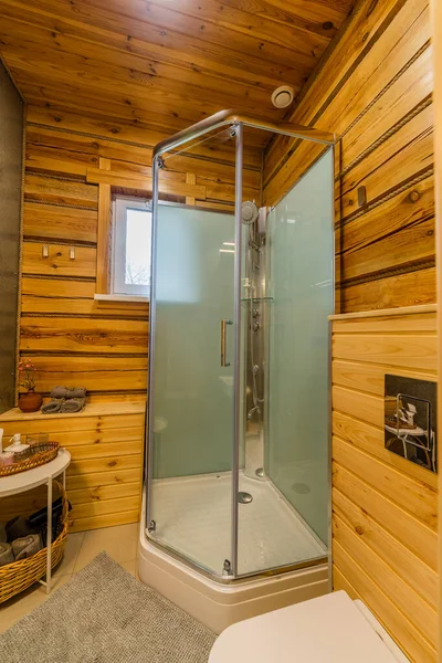 Modern interior of combined shower and toilet. — Stockfoto