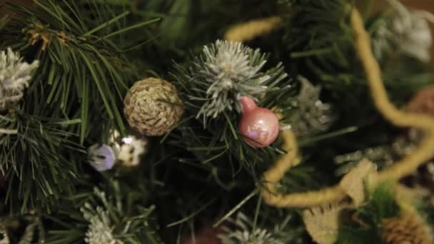 Piękne dekoracje świąteczne zbliżenie. Nowy rok 2020. — Wideo stockowe