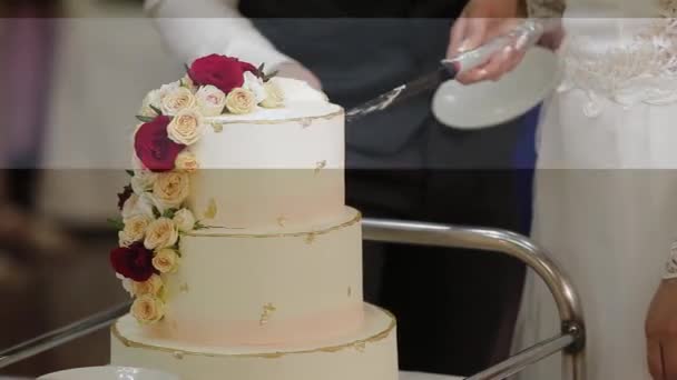 Gâteau de mariage à une fête de mariage . — Video