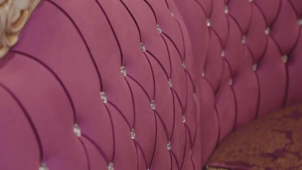 Beautiful velvet sofa in a restaurant. — Stock Video