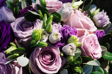 Beautiful wedding bouquet of fresh fresh flowers.