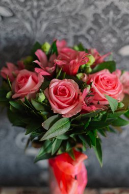 Beautiful wedding bouquet of fresh fresh flowers.