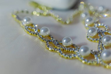 Beautiful wedding accessories of the bride. Happy wedding day.