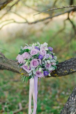 Beautiful wedding bouquet of fresh fresh flowers.