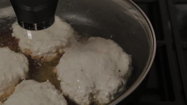 Cutlets are fried in a pan. Burger Cutlets. — Stock Video