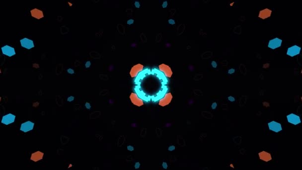 Kaleidoscoop met lichtgevende lijnen. 4K abstracte achtergrond. — Stockvideo