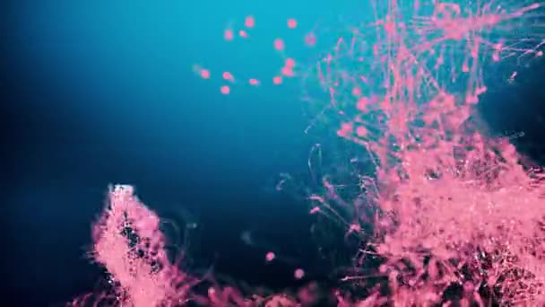 Beautiful moving particles on a colored background. 4K abstract background. — Stock Video