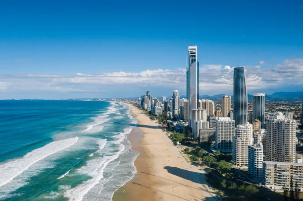 Пляжный Беспилотный Летательный Аппарат Surfers Paradise Золотом Берегу Австралия Солнечный Стоковое Фото