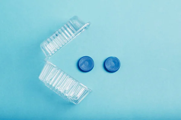 Plastic packaging and bottle caps collected to recycling