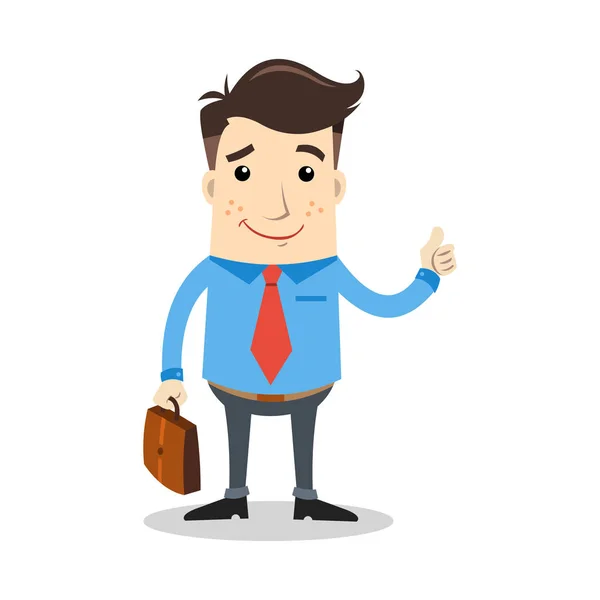 Sourire homme d'affaires avec mallette marron — Image vectorielle