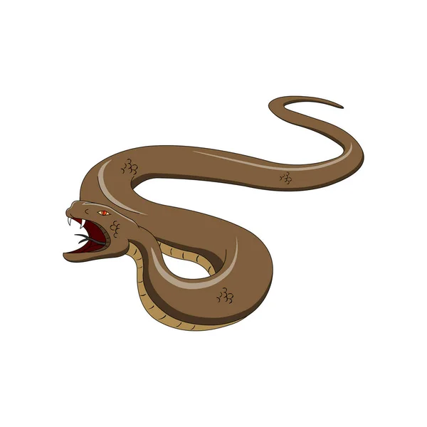 Змія відкрила рот коричневим кольором — стоковий вектор