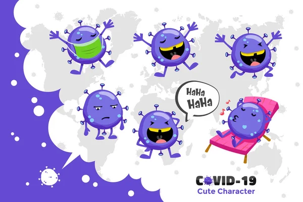 Covid Coronavirus Inspiratie Ontwerp Schattig Vectorkarakter Van Het Coronavirus Wereld — Stockfoto