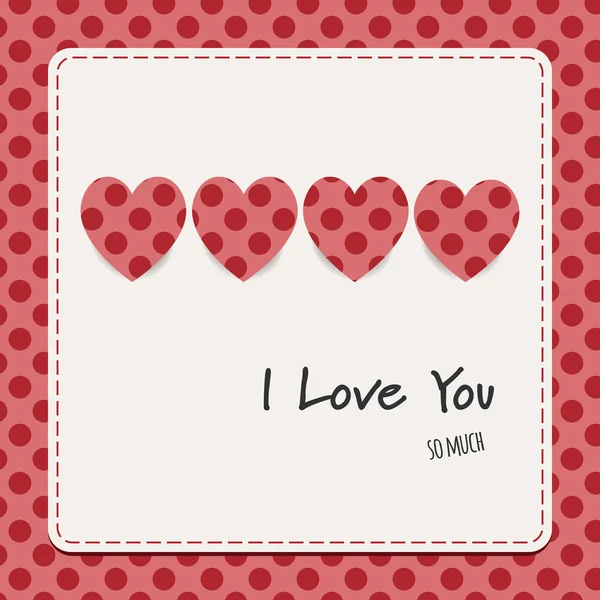 Te amo tarjeta con corazones — Vector de stock