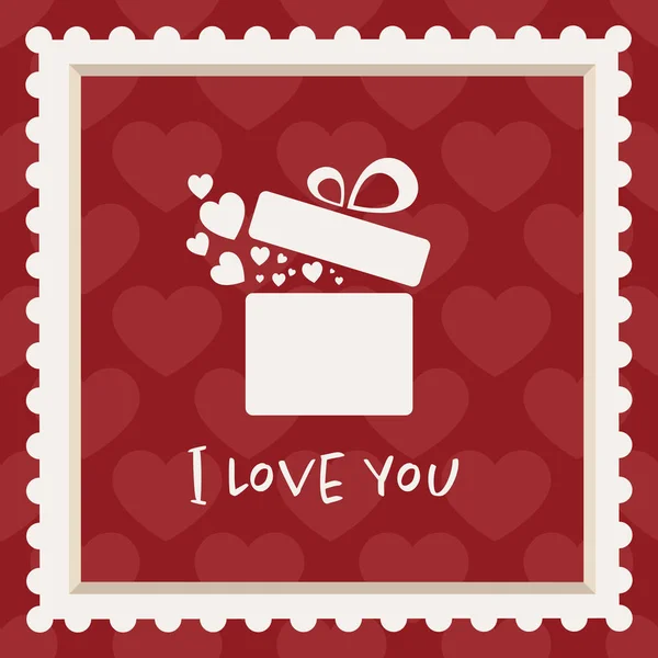Carte de Saint-Valentin avec un cadeau dans un cadre — Image vectorielle