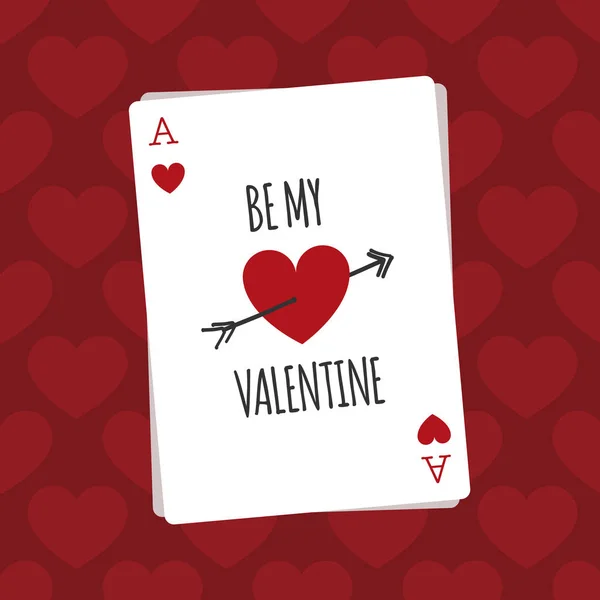 Být můj Valentýn pocker karta — Stockový vektor