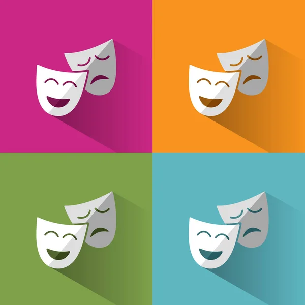 Máscaras de ícones com sombra em fundos de cores diferentes —  Vetores de Stock