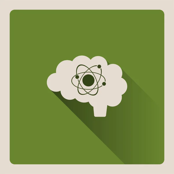 La pensée cérébrale dans l'illustration de la science sur fond vert avec l'ombre — Image vectorielle