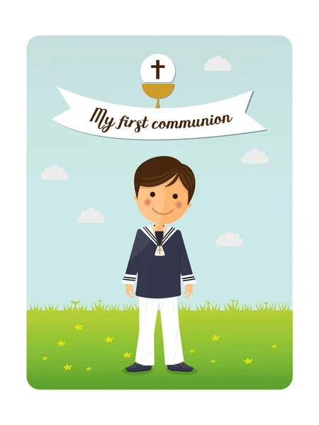 Première invitation enfant communion avec message — Image vectorielle