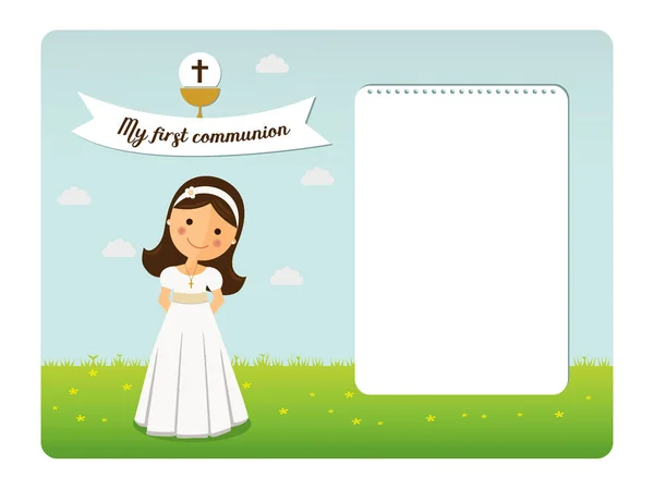 My first communion horizontal invitation — Stock Vector