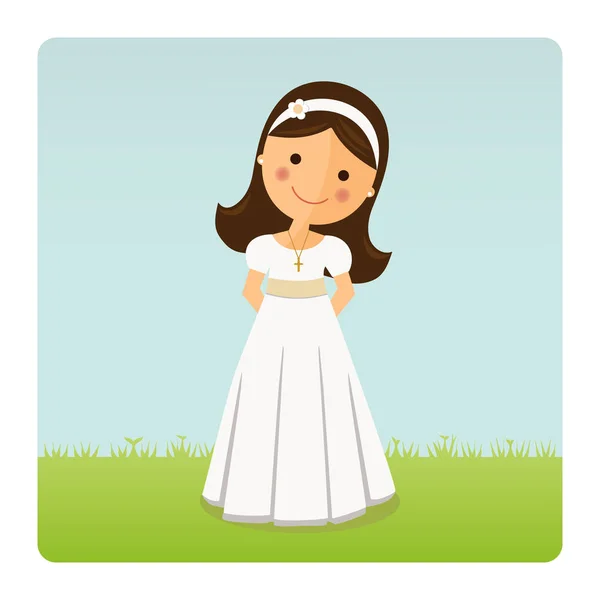 Girl with communion dress — Stock Vector