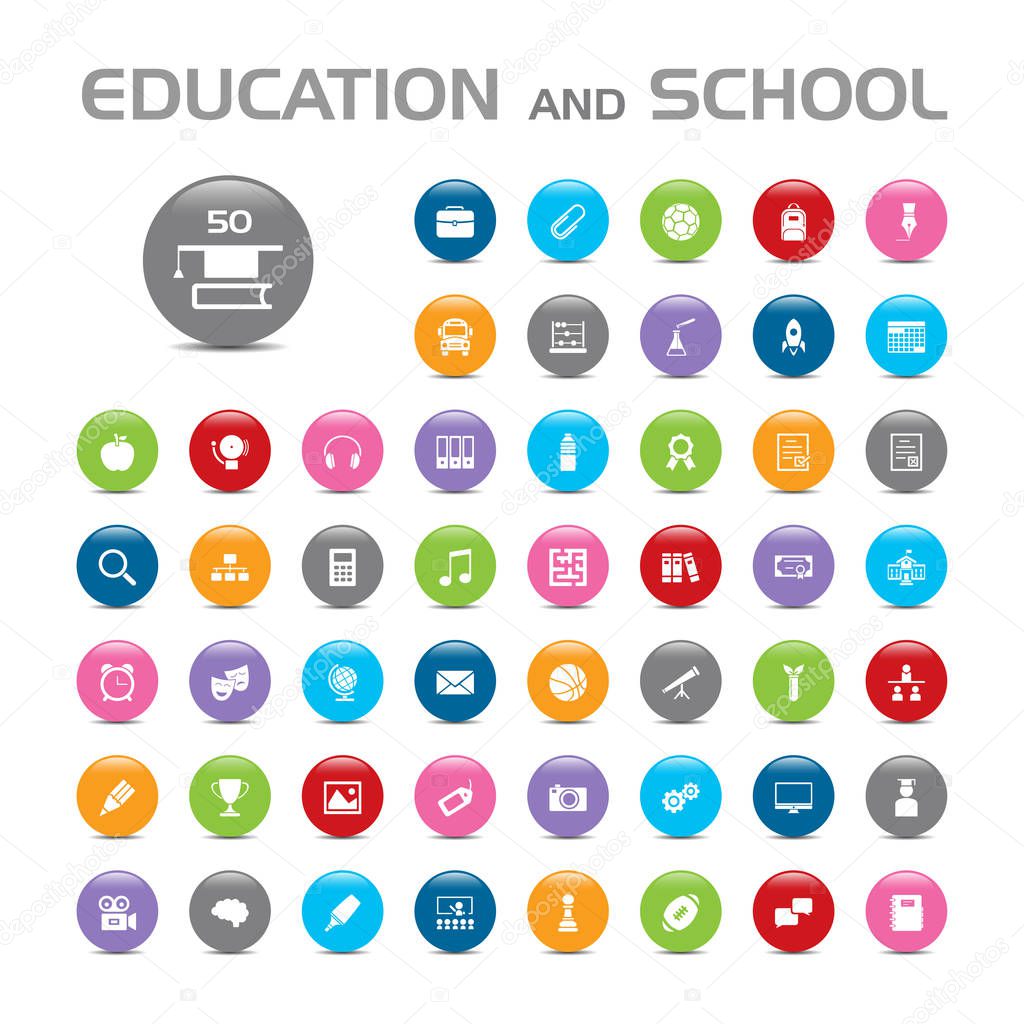 Education and school bubble icon set