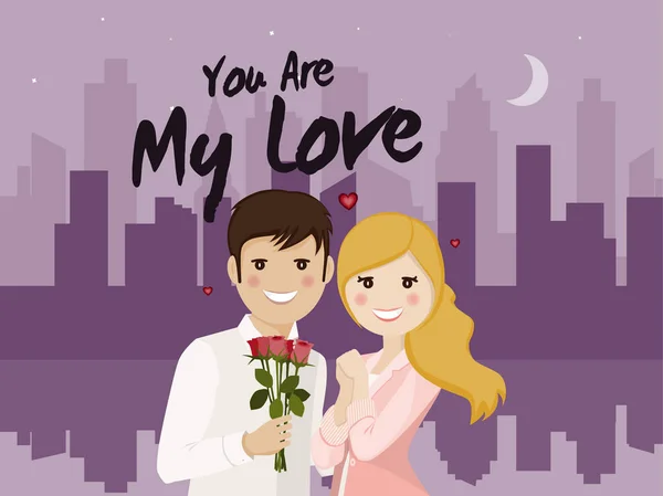 Paar liefhebbers op een romantische date — Stockvector