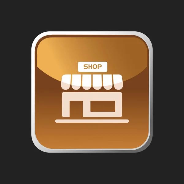 Shop-Symbol auf einem orangen quadratischen Knopf — Stockvektor