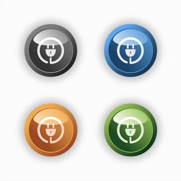 Plug icono en botones redondos de colores — Vector de stock