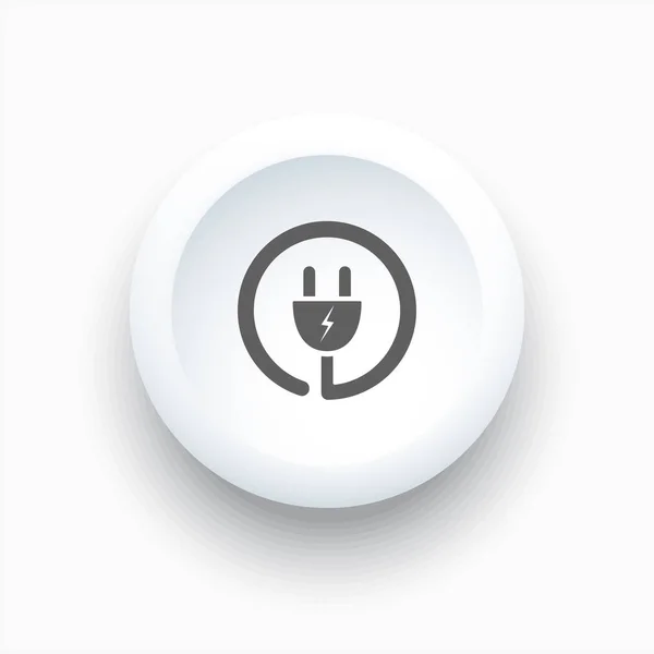 白のシンプルなボタンのプラグイン アイコン — ストックベクタ
