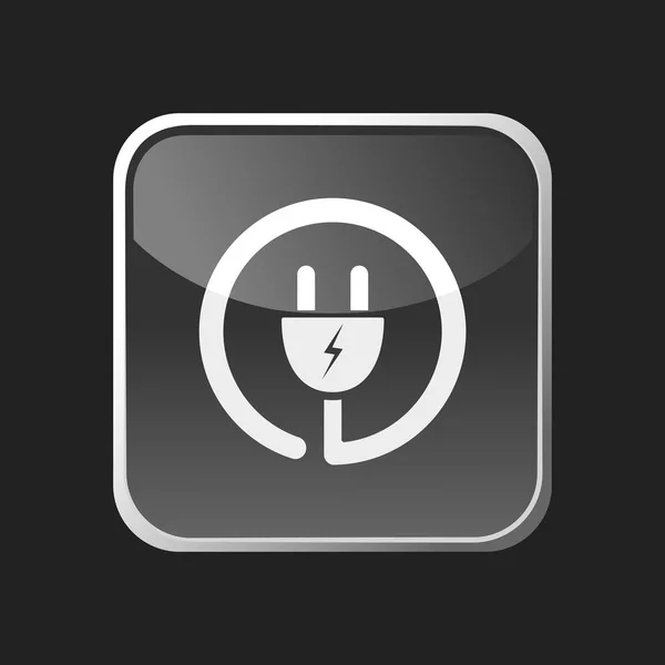 Icône Plug sur bouton carré gris — Image vectorielle