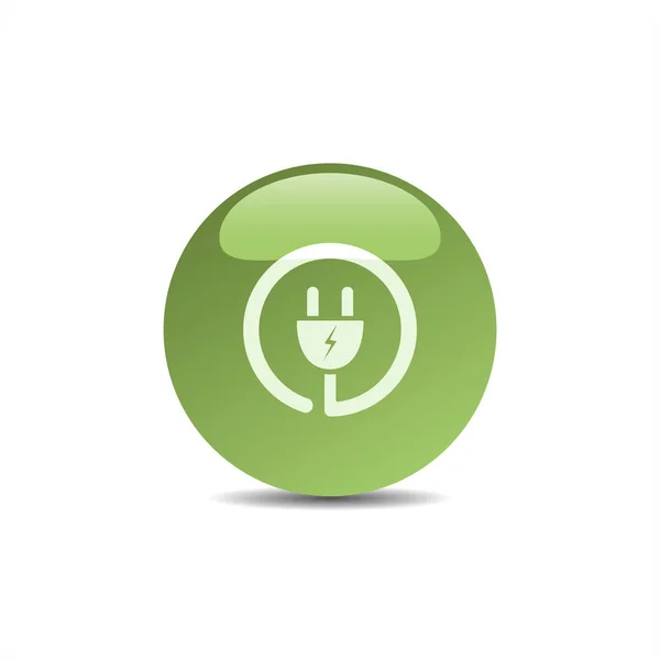 Plug icono en burbuja verde — Vector de stock