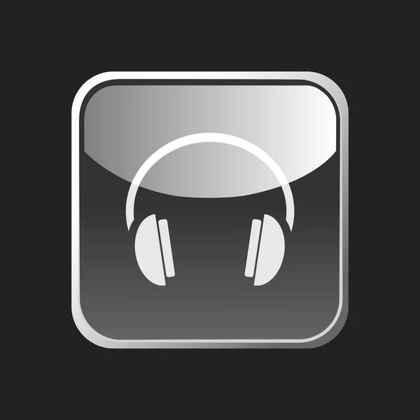 Kopfhörer-Symbol auf einem quadratischen Knopf — Stockvektor