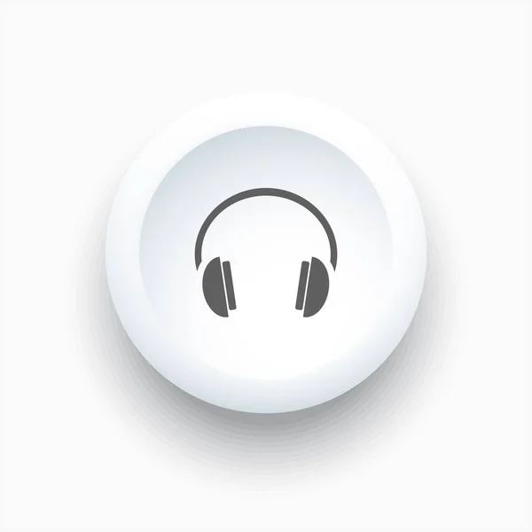 Піктограма навушників на білій кнопці — стоковий вектор