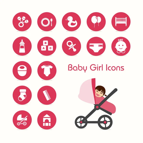 Conjunto de ícones menina bebê —  Vetores de Stock