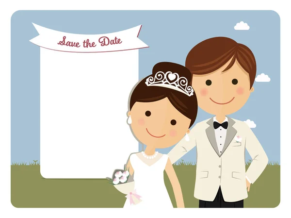 Princesa pareja de estilo de primer plano para la invitación de boda — Vector de stock