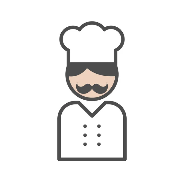 Koch-Ikone mit Schnurrbart — Stockvektor