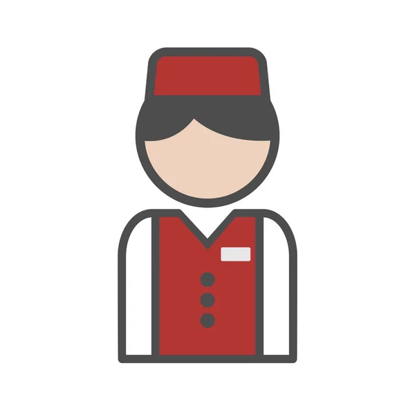 Icône Bellboy avec uniforme rouge — Image vectorielle