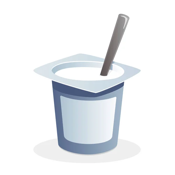 Натуральний йогурт з ложкою всередині — стоковий вектор