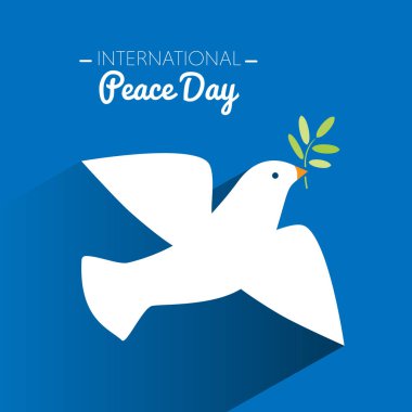 Uluslararası Barış günü uçan ve zeytin dalı güvercin