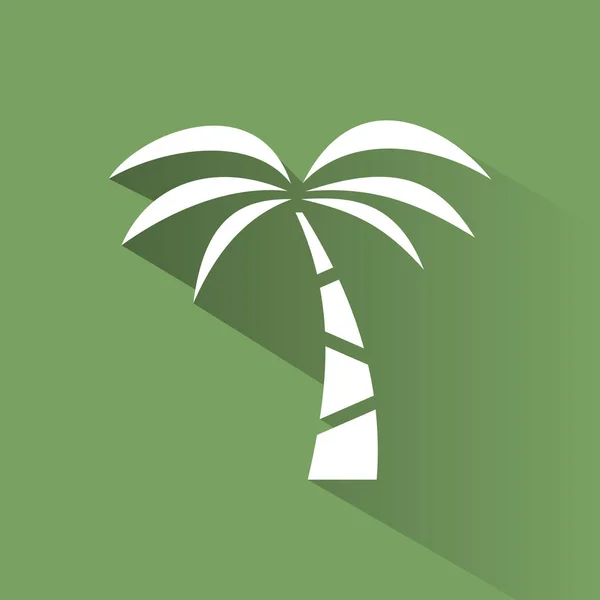 Palmensymbol auf grünem Hintergrund mit Schatten — Stockvektor