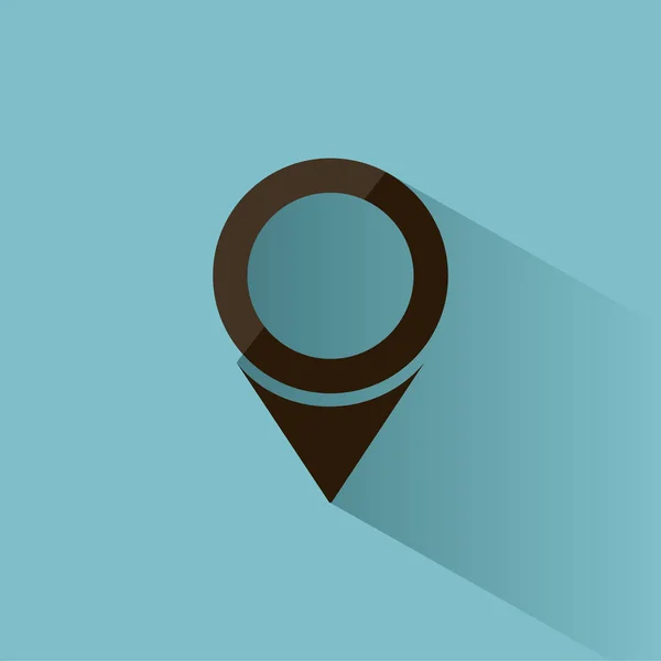 Ícone de localização isolado para mapas em um fundo azul com sombra —  Vetores de Stock