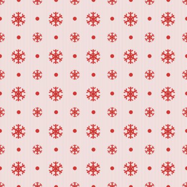 Kırmızı kar taneleri noktalar ve çizgiler ile Seamless Noel modeli